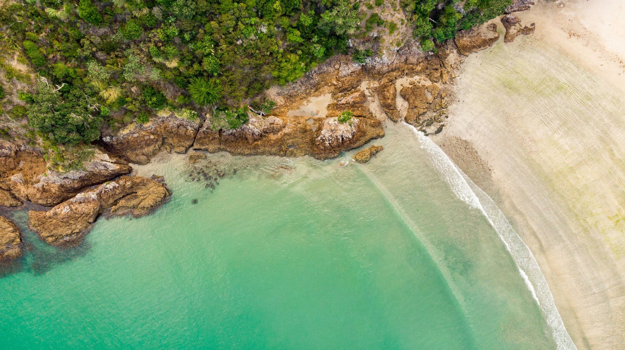 Aerial view of a sheltered cove on Waiheke Island
